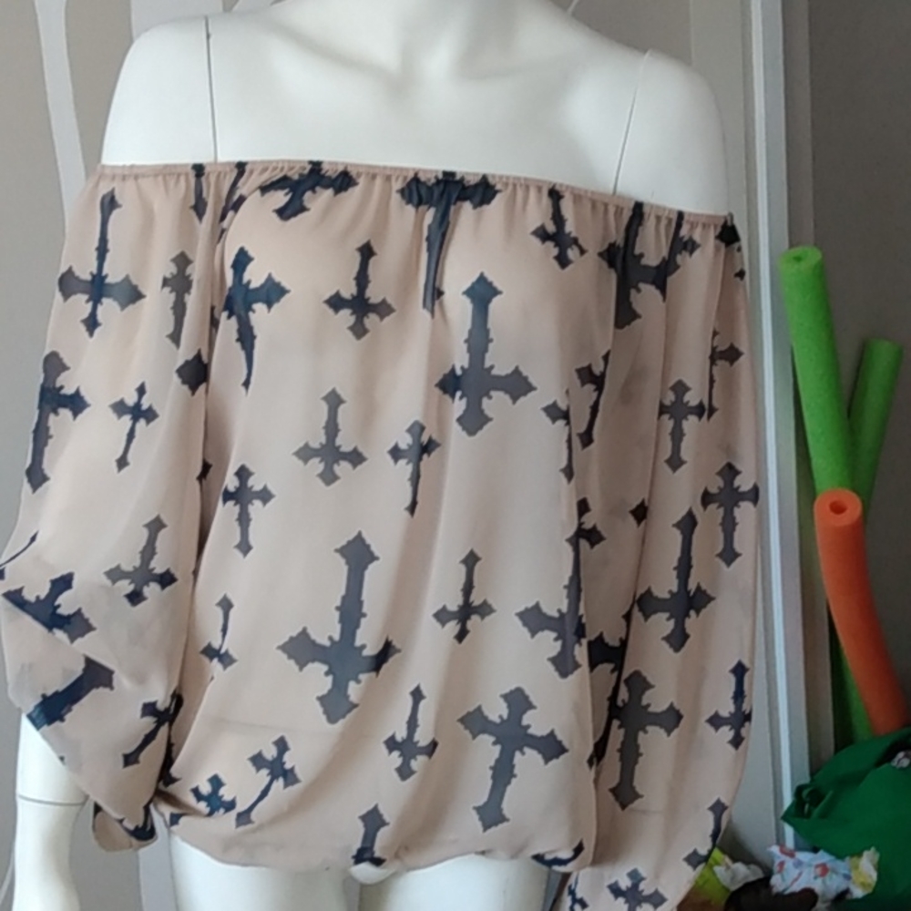 Emma rose cross design blouse shirt